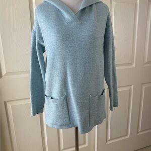 J. Jill Light Blue Knit Hooded Pullover Small
